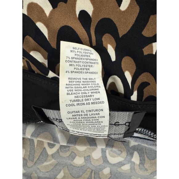 Connected Black Brown Geometric Print Midi Dress w/Tie Size 22W 3X Plus Sz Fall - Picture 5 of 6